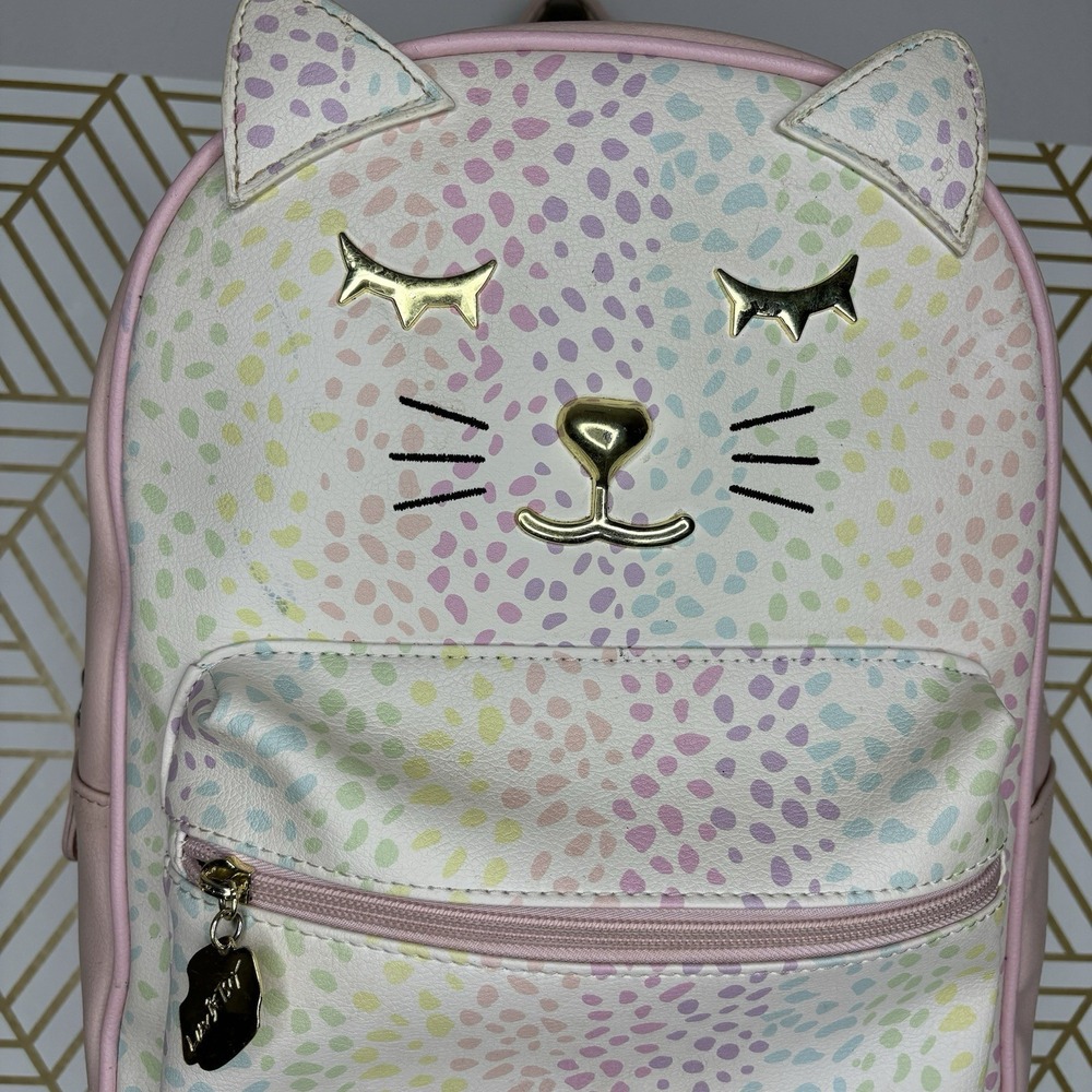 Betsey Johnson Cat Backpack Leopard Print Pink Y2K Kitty Face Whimsy Dopamine